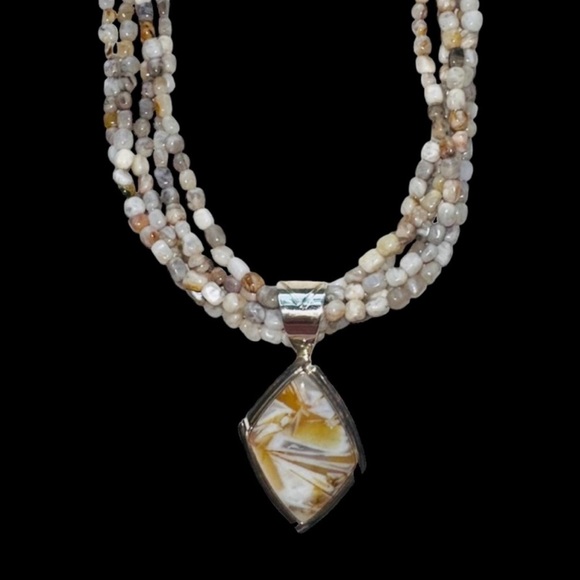 Jay King Agate Sterling Silver Multi Stranded Pendant Necklace - Picture 3 of 10